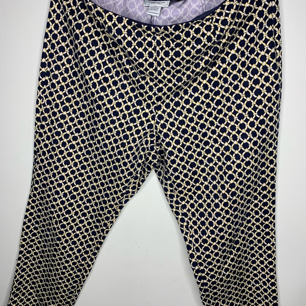 Dark navy and yellow ankle pants. Size 14